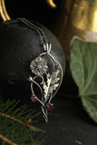 Poppy necklace Sterling silver botanical jewelry Plant necklace
