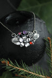 Viola necklace Silver flower pendant Bridal Jewelry Wedding