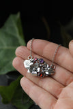Viola necklace Silver flower pendant Bridal Jewelry Wedding