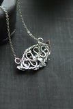 Viola necklace Silver flower pendant Bridal Jewelry Wedding