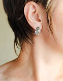 Monstera Leaf earrings studs silver Elven jewelry Botanical earrings