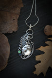 Fern Potion pendant Halloween cauldron silver jewelry Witch necklace
