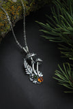 Fly agaric Mushroom pendant Silversmithing Botanical necklace Nature silver