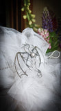 Dragon hairpin Sterling silver with pearl wedding accessories