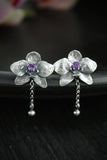 Orchid earrings studs silver Elven jewelry Floral Earrings Wedding