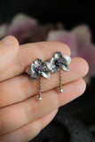 Orchid earrings studs silver Elven jewelry Floral Earrings Wedding