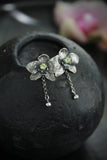 Orchid earrings studs silver Elven jewelry Floral Earrings Wedding