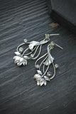 Lotus earrings Silver flower jewelry Silversmithing wedding earrings