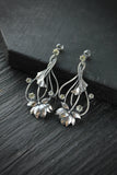 Lotus earrings Silver flower jewelry Silversmithing wedding earrings