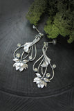 Lotus earrings Silver flower jewelry Silversmithing wedding earrings