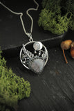 Moon and fern necklace Woodland nature pendant Labradorite Botanical jewelry