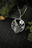 Moon and fern necklace Woodland nature pendant Labradorite Botanical jewelry