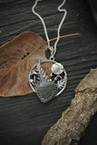 Moon and fern necklace Woodland nature pendant Labradorite Botanical jewelry