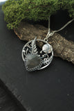 Moon and fern necklace Woodland nature pendant Labradorite Botanical jewelry