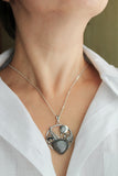 Moon and fern necklace Woodland nature pendant Labradorite Botanical jewelry