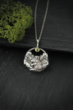 Mouse silver necklace Oak leaves pendant Nature forest jewelry