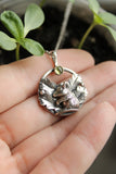 Mouse silver necklace Oak leaves pendant Nature forest jewelry
