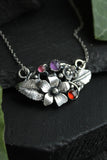 Viola necklace Silver flower pendant Bridal Jewelry Wedding