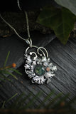 Moss silver pendant, Lichen charm, Botanical jewelry, Nature inspired leaf necklace