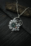 Moss silver pendant, Lichen charm, Botanical jewelry, Nature inspired leaf necklace