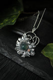 Moss silver pendant, Lichen charm, Botanical jewelry, Nature inspired leaf necklace