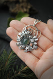 Moss silver pendant, Lichen charm, Botanical jewelry, Nature inspired leaf necklace