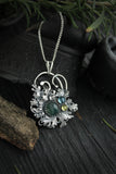 Moss silver pendant, Lichen charm, Botanical jewelry, Nature inspired leaf necklace