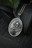 Mushroom necklace silver botanical jewelry Fern leaf charm
