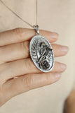 Mushroom necklace silver botanical jewelry Fern leaf charm