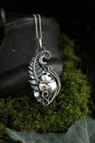 Fern Potion pendant Halloween cauldron silver jewelry Witch necklace