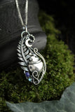 Fern Potion pendant Halloween cauldron silver jewelry Witch necklace
