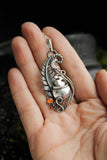 Fern Potion pendant Halloween cauldron silver jewelry Witch necklace