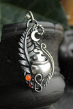 Fern Potion pendant Halloween cauldron silver jewelry Witch necklace