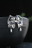 Viola flower earrings Silver botanical jewelry Floral bridal earrings
