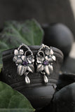 Viola flower earrings Silver botanical jewelry Floral bridal earrings