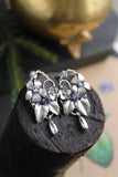 Viola flower earrings Silver botanical jewelry Floral bridal earrings