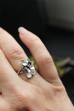 Daffodil silver ring Engagement plant ring Adjustable botanical ring
