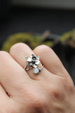 Daffodil silver ring Engagement plant ring Adjustable botanical ring
