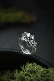 Cherry blossom ring Proposal jewelry Bohemian wedding Silver floral ring