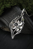 Daffodil necklace Sterling silver botanical jewelry Floral necklace