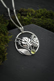 Monstera with initials Silver plant pendant Botanical jewelry