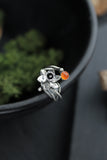Daffodil silver ring Engagement plant ring Adjustable botanical ring