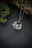 Mouse silver necklace Oak leaves pendant Nature forest jewelry