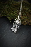 Silver Mushroom necklace Botanical jewelry Woodland charm