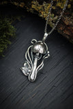 Silver Mushroom necklace Botanical jewelry Woodland charm