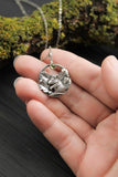 Mouse silver necklace Oak leaves pendant Nature forest jewelry