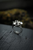 Daffodil silver ring Engagement plant ring Adjustable botanical ring