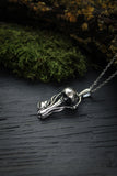 Silver Mushroom necklace Botanical jewelry Woodland charm