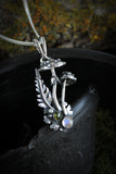 Fly agaric Mushroom pendant Silversmithing Botanical necklace Nature silver