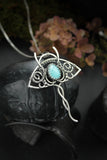 Manta ray silver pendant with moonstone Wire wrapped jewelry Nautical necklace